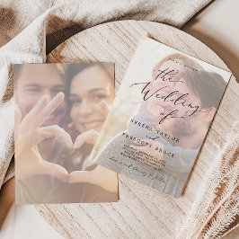 Delikate Schwarze Kalligraphie | Verblasenes Foto  Einladung