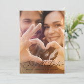 Delikate Schwarzweißfoto-Vorlage Save the Date (Stehend Vorderseite)