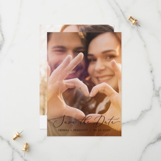 Delikate Schwarzweißfoto-Vorlage Save the Date (Vorderseite/Rückseite Beispiel)