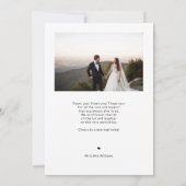 Delikate Script-Foto Hochzeit Danke-Card Dankeskarte (Rückseite)