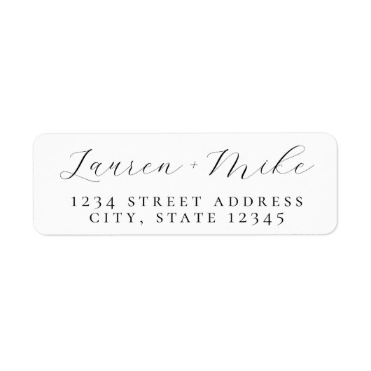 Delikate Script-Hochzeit-Rücksendeadressen-Aufkleb (Vorne)