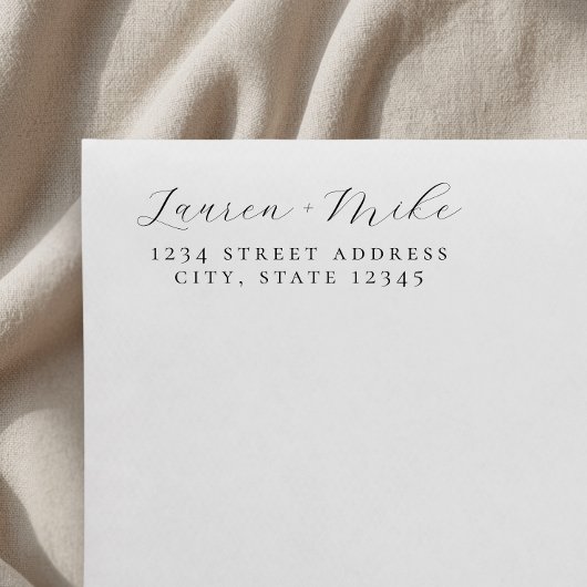 Delikate Script-Hochzeitsskripte-Rücksendeadresse Permastempel