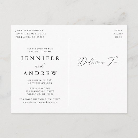 Delikate Script-Liebe ist Patient Ändern des Datum Ankündigungspostkarte (Rückseite)