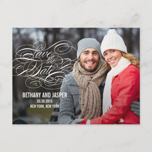 Delikate Script Save the Date Postkarten (Vorderseite)