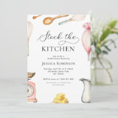 Delikate Script Stock The Kitchen Brautparty Einladung (Stehend Vorderseite)