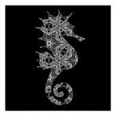 Delikate Seepferd Art Page für Erwachsene zu färbe Poster (Vorderseite)