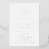 Delikate Silberfolie | Formal Monogram Wedding Folieneinladung (Vorderseite)