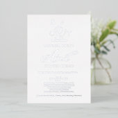 Delikate Silberfolie | Formal Monogram Wedding Folieneinladung (Stehend vorne)