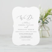 Delikate Silberkalligraphie, die wir Hochzeit mach Einladung (Stehend Vorderseite)