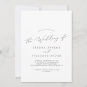 Delikate Silberkalligraphie-Monogramm-Back-Wedding Einladung (Vorderseite)