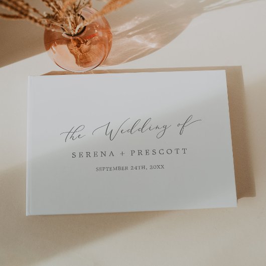 Delikate Silberkalligraphie-Monogramm-Back-Wedding Gästebuch