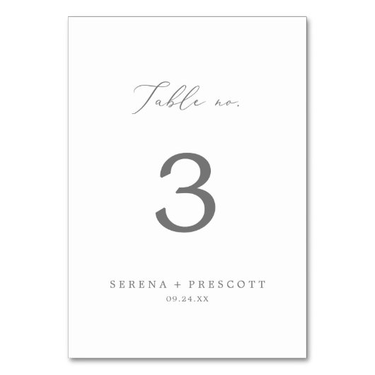 Delikate Silberkalligraphie-Tischnummer Tischnummer (Rückseite)