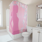 Delikate Silhouette Braut und Blume auf rosa Duschvorhang (Beispiel)