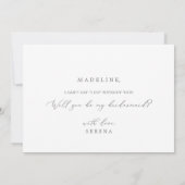 Delikate Silver Bridesmaid Vorschlagskarte Einladung (Rückseite)