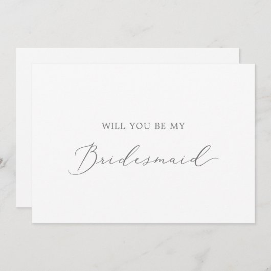 Delikate Silver Bridesmaid Vorschlagskarte Einladung (Vorne/Hinten)