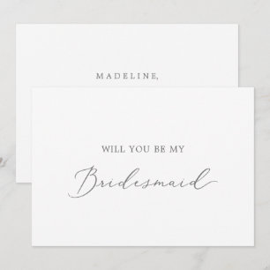 Delikate Silver Bridesmaid Vorschlagskarte Einladung