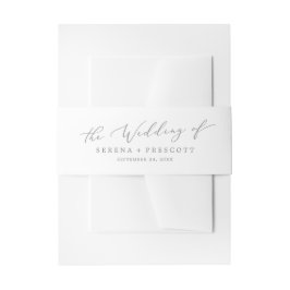Delikate Silver Calligrafy Wedding Einladungsbanderole