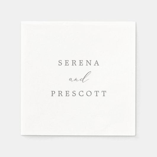 Delikate Silver Calligrafy Wedding Serviette (Vorderseite)