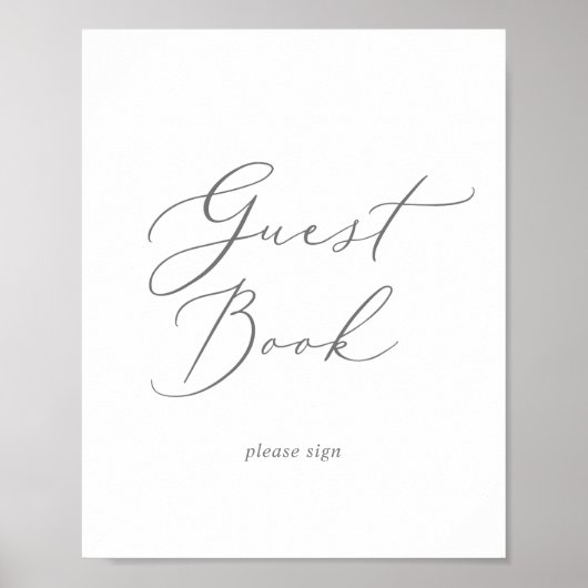 Delikate Silver Calligraphy Guest Book Sign Poster (Vorne)