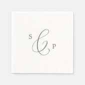 Delikate Silver Calligraphy Monogram Wedding Serviette (Vorderseite)