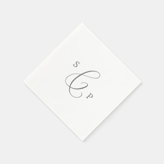 Delikate Silver Calligraphy Monogram Wedding Serviette (Ecke)