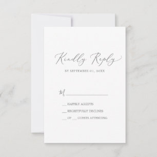 Delikate Silver Calligraphy Simple RSVP Card Karte