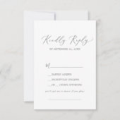 Delikate Silver Calligraphy Song Request RSVP Card (Vorderseite)