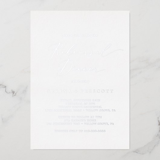 Delikate Silver Foil Calligrafy Probe Dinner Folieneinladung (Vorderseite)