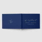 Delikate Silver Gray and Navy Monogram Wedding Gästebuch (Voll)