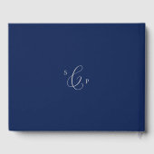 Delikate Silver Gray and Navy Monogram Wedding Gästebuch (Rückseite)