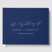 Delikate Silver Gray and Navy Monogram Wedding Gästebuch (Vorderseite)