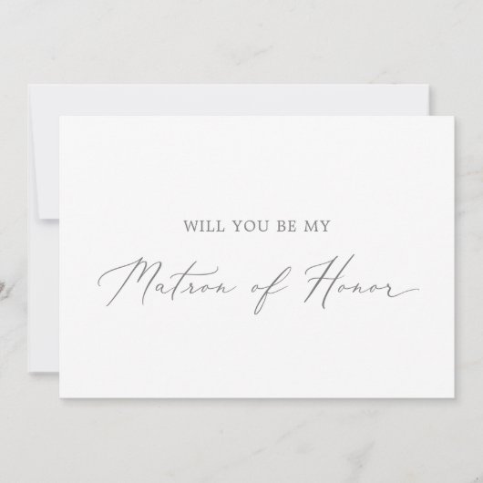Delikate Silver Matron of Honor Vorschlag Card Einladung (Vorderseite)