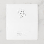 Delikate Silver Monogram FaltenWedding Platzkarte (Außenseite Aufgefaltet)