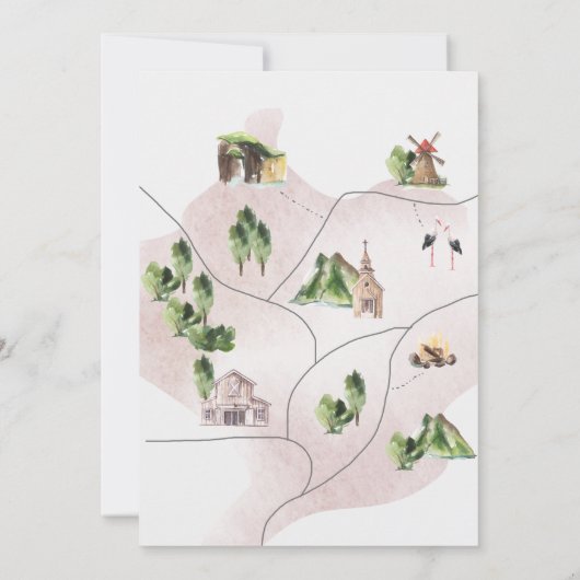 Delikate Silver Monogram Welcome Route & Map Einladung (Rückseite)