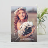 Delikate Silver Script 1-Foto Graduation Party Einladung (Stehend Vorderseite)