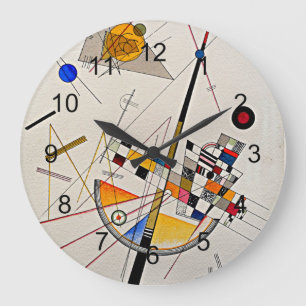 Delikate Spannung abstrakt von W. Kandinsky Große Wanduhr