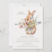 Delikate Spring Baby Bunny Floral Bouquet Einladung (Vorderseite)