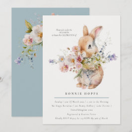 Delikate Spring Baby Bunny Floral Bouquet Einladung