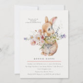 Delikate Spring Baby Bunny Floral Bouquet Einladung (Vorderseite)