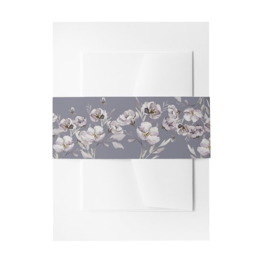 Delikate staubige lila Blume Aquarell GloomyGray Einladungsbanderole (Vorderseite Beispiel)