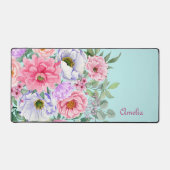 Delikate Summer Garden Florals & Name Schreibtischunterlage (Vorderseite)