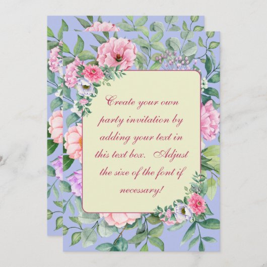 Delikate Summer Garden Party Blume Entdecken Einladung (Vorne/Hinten)