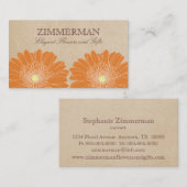 Delikate Tageskarte, orange Blume Visitenkarte (Vorne/Hinten)