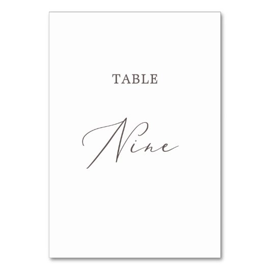Delikate Taupe Calligraphie Tischnummer (Vorderseite)