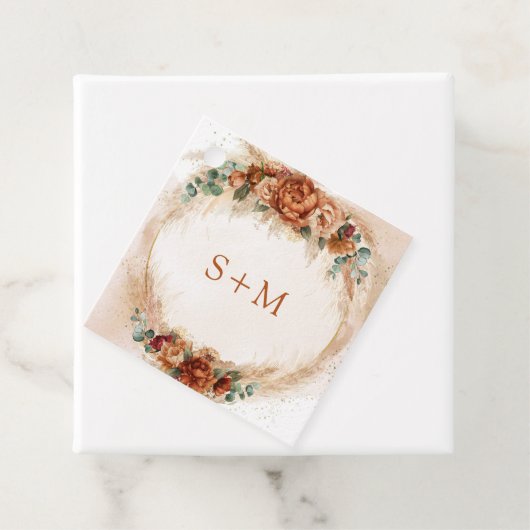 Delikate Terracotta burgundy Salbeibloral Initiale Geschenkanhänger (Beispiel)