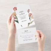 Delikate Tulip Watercolor Hochzeitsmenü UAwg All In One Einladung (Abreißen)
