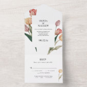 Delikate Tulip Watercolor Hochzeitsmenü UAwg All In One Einladung (Innen Boden)