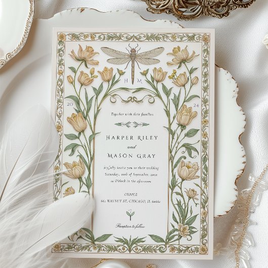 Delikate Tulips Hochzeitdrachenfliege Einladung