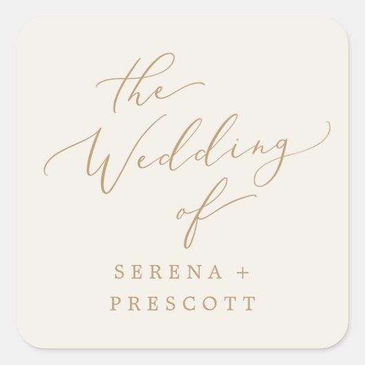 Delikate Umschlag Aufkleber für Hochzeiten mit Gol (Vorderseite)