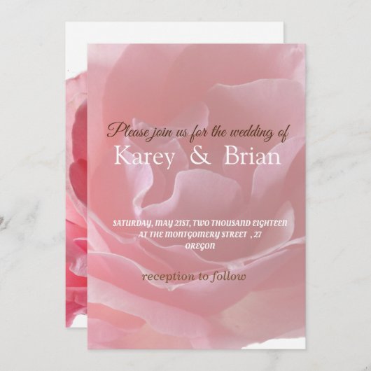 Delikate und einzigartige Rose für Hochzeitskarten Einladung (Vorne/Hinten)